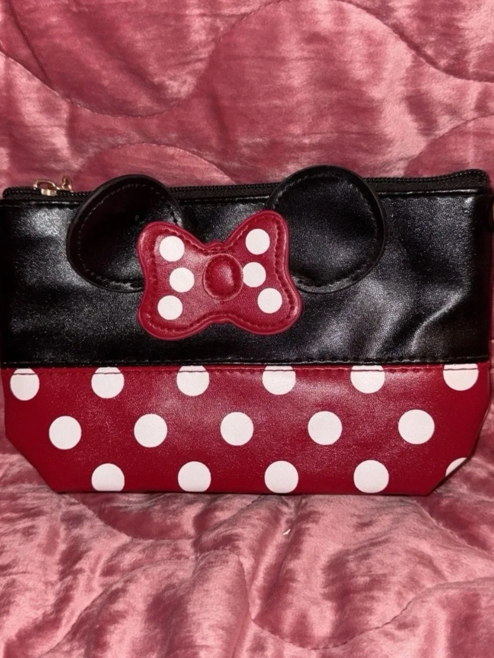 Red Polka Dot Minnie-Inspired Cosmetic Bag